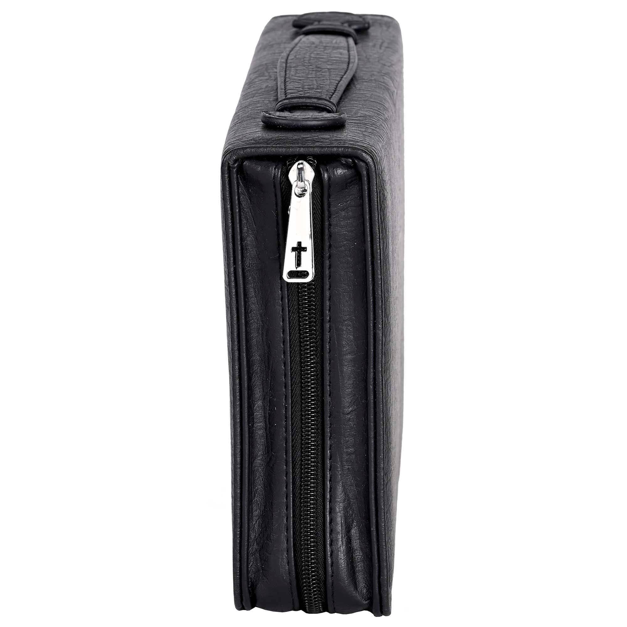 White Dove Bible Case Vintage Cross Black XLarge