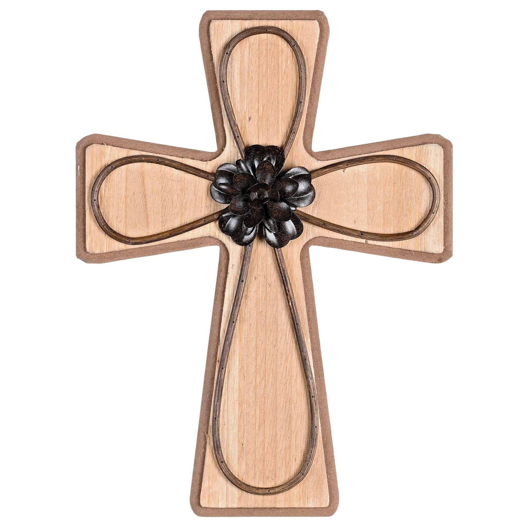 Wall Cross Wood Metal 11.75h