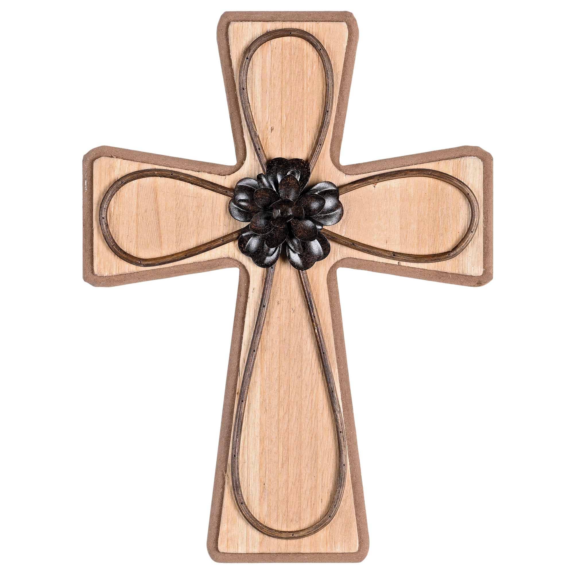 Wall Cross Wood Metal 11.75h