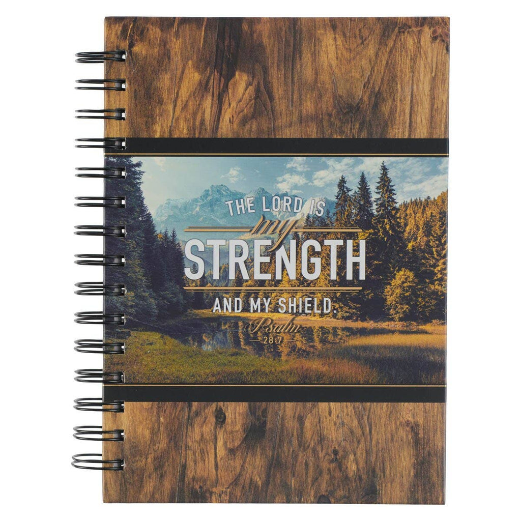 Journal Wirebound Wood/Mountains My Strength Ps. 28:7