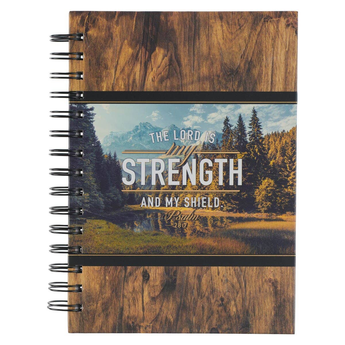 Journal Wirebound Wood/Mountains My Strength Ps. 28:7