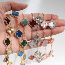 Load image into Gallery viewer, Real Solid 925 Silver Clover Bracelets Adjustable 7&quot; - 8&quot; - Available in Black, Gold, Pink, Green, and More
