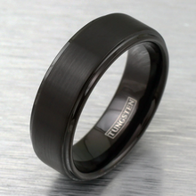 Load image into Gallery viewer, Men&#39;s Wedding Band Rings - 6mm All Black Brushed Tungsten Carbide Engagement Band for Men and Women
