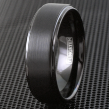 Load image into Gallery viewer, Men&#39;s Wedding Band Rings - 6mm All Black Brushed Tungsten Carbide Engagement Band for Men and Women
