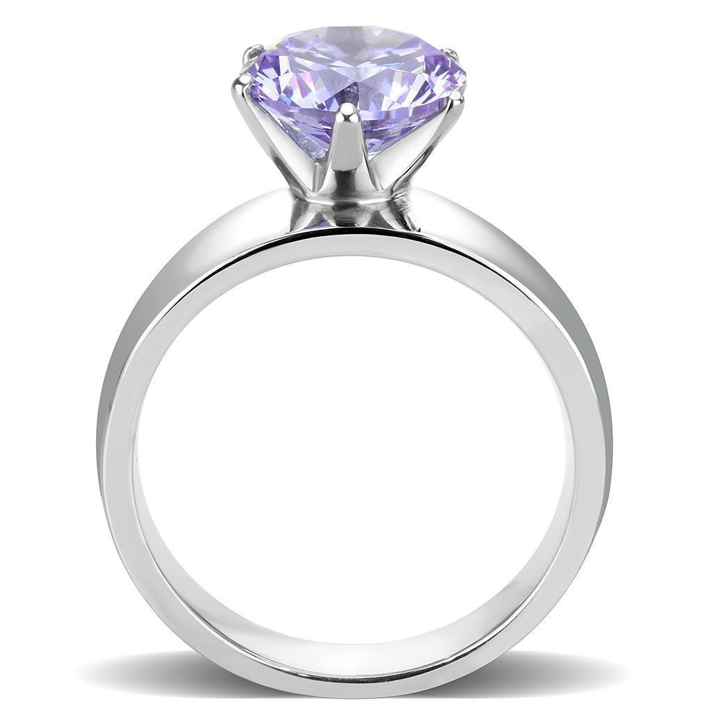 Amethyst Silver Womens Ring Solitaire 316L Stainless Steel Zircoin Anillo Morado y Plata Para Mujer Solitario Acero Inoxidable - Jewelry Store by Erik Rayo