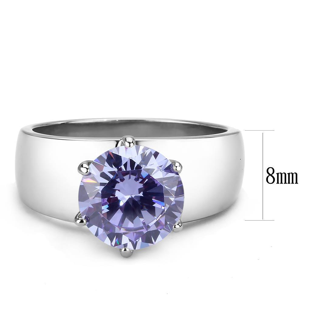 Amethyst Silver Rings for Women Solitaire Stainless Steel Zircoin Anillo MoradoPlata Para Mujer Solitario Acero Inoxidable - Jewelry Store by Erik Rayo