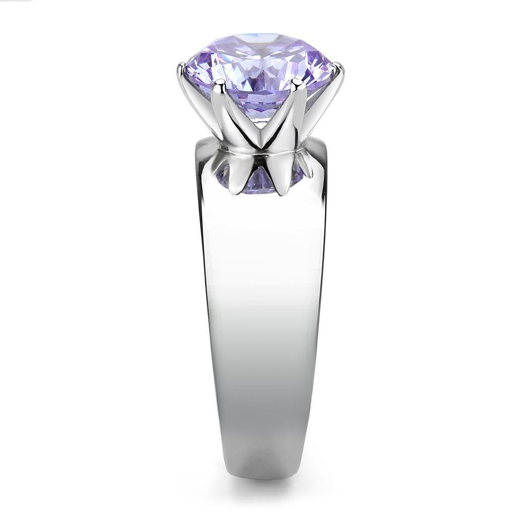 Amethyst Silver Rings for Women Solitaire Stainless Steel Zircoin Anillo MoradoPlata Para Mujer Solitario Acero Inoxidable - Jewelry Store by Erik Rayo