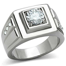 Load image into Gallery viewer, Anillo ancho cuadrado de circonita cúbica redonda de acero inoxidable para hombre - Jewelry Store by Erik Rayo
