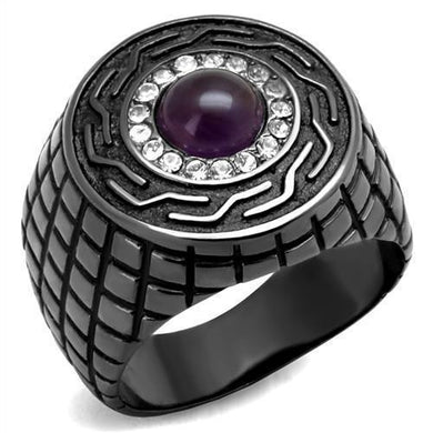 Anillo Color Negro Para Hombres y Ninos de Acero Inoxidable Con Amethyst en Morado - Jewelry Store by Erik Rayo