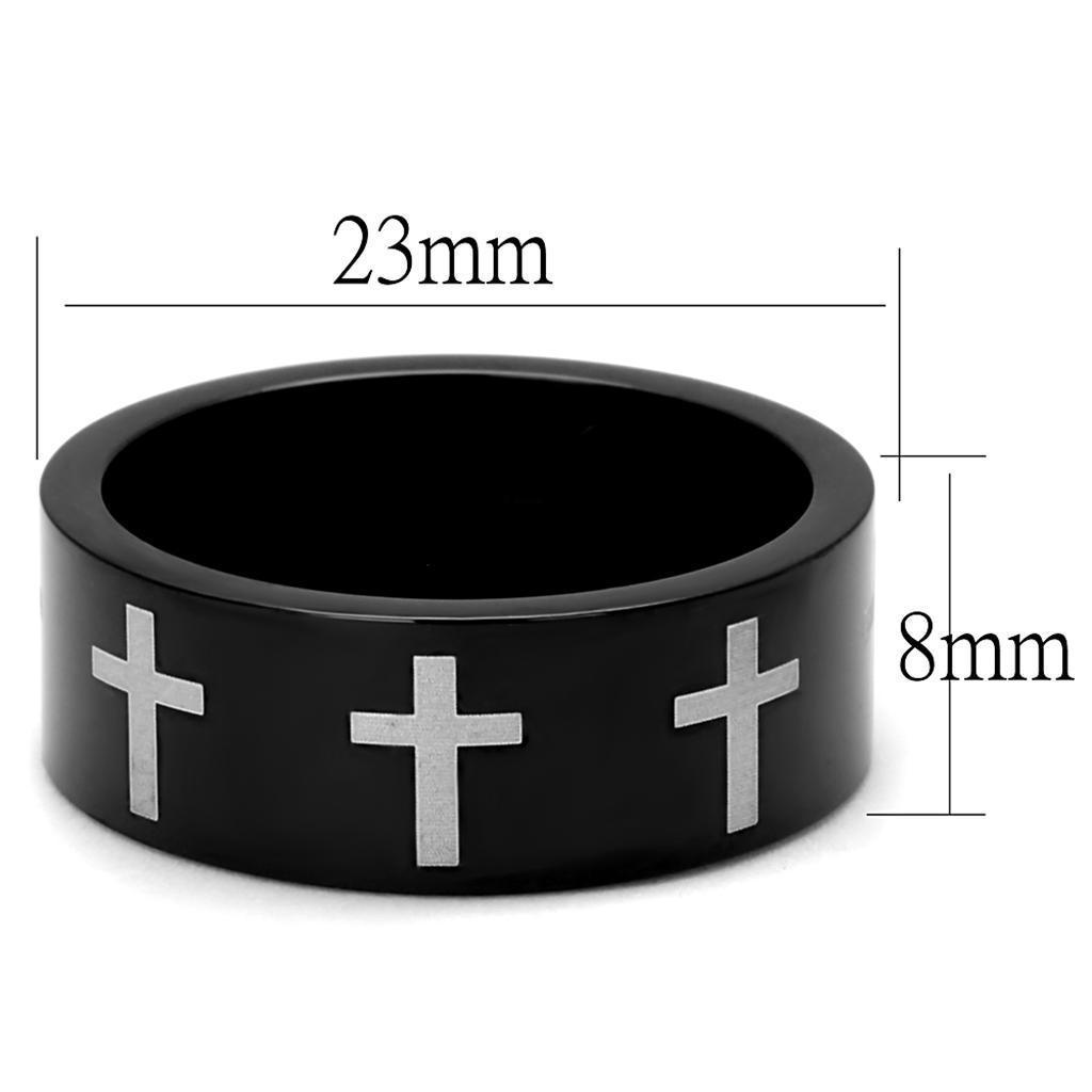 Anillo Color Negro Para Hombres de Acero Inoxidable Con Cruzes Color Gris - Jewelry Store by Erik Rayo