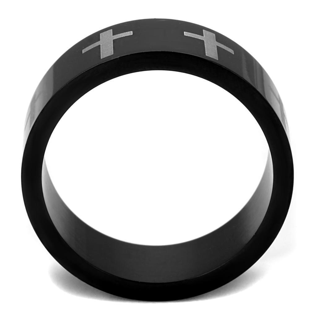 Anillo Color Negro Para Hombres de Acero Inoxidable Con Cruzes Color Gris - Jewelry Store by Erik Rayo
