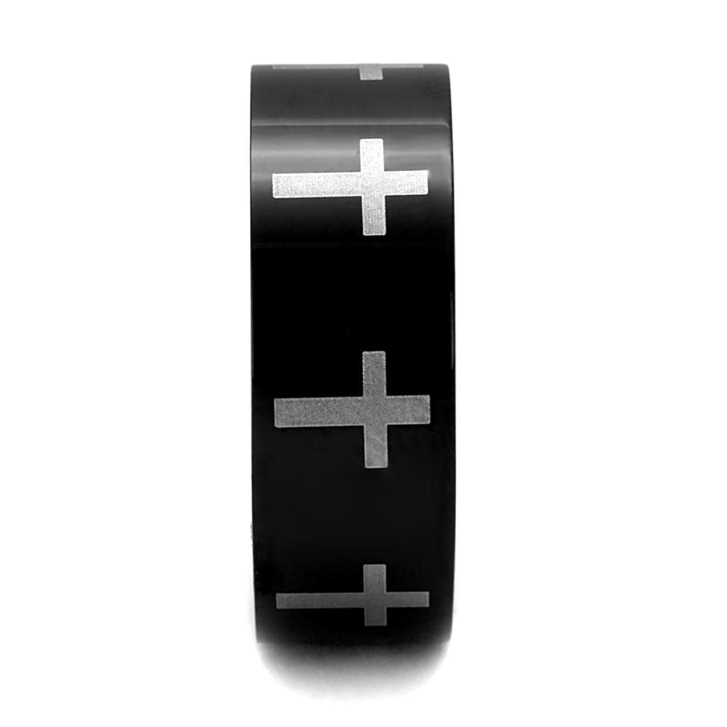 Anillo Color Negro Para Hombres de Acero Inoxidable Con Cruzes Color Gris - Jewelry Store by Erik Rayo