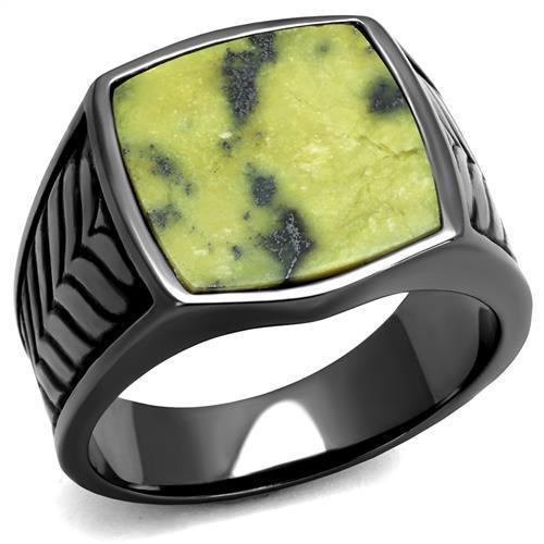 Anillo Color Negro Para Hombres y Ninos de Acero Inoxidable con Jade en Topaz - Jewelry Store by Erik Rayo