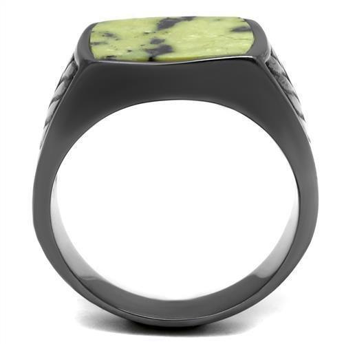 Anillo Color Negro Para Hombres de Acero Inoxidable con Jade en Topaz - Jewelry Store by Erik Rayo