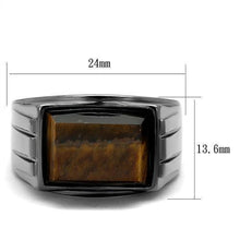 Load image into Gallery viewer, Anillo Color Negro Para Hombres y Ninos de Acero Inoxidable con Piedra Ojo de Tigre Topaz - Jewelry Store by Erik Rayo
