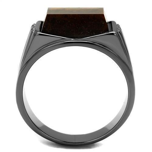 Anillo Color Negro Para Hombres de Acero Inoxidable con Piedra Ojo de Tigre Topaz - Jewelry Store by Erik Rayo