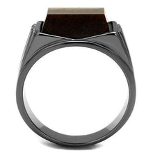 Load image into Gallery viewer, Anillo Color Negro Para Hombres y Ninos de Acero Inoxidable con Piedra Ojo de Tigre Topaz - Jewelry Store by Erik Rayo
