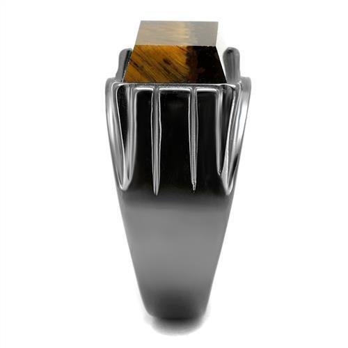 Anillo Color Negro Para Hombres de Acero Inoxidable con Piedra Ojo de Tigre Topaz - Jewelry Store by Erik Rayo