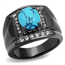 Load image into Gallery viewer, Anillo Color Negro Para Hombres y Ninos de Acero Inoxidable Con Piedra Turquesa Azul - Jewelry Store by Erik Rayo
