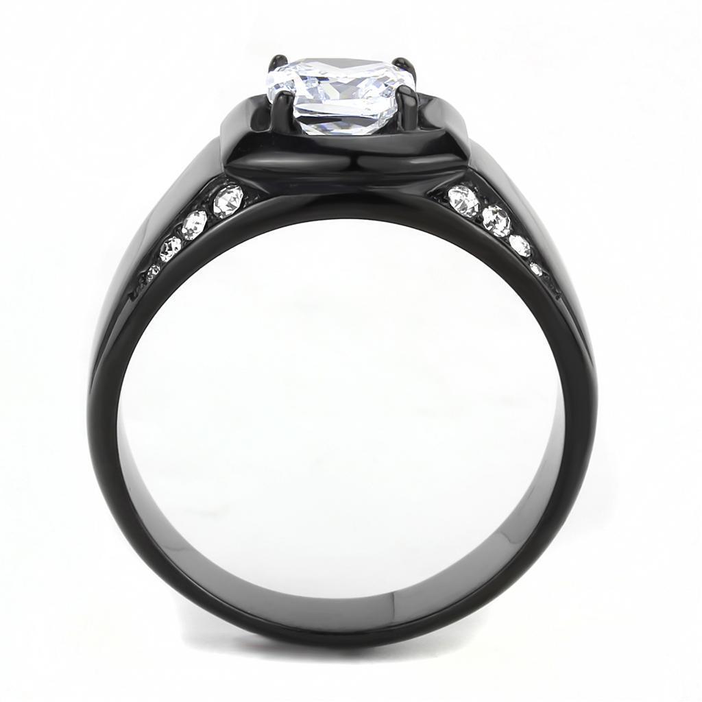 Anillo Color Negro Para Hombres de Acero Inoxidable Corte Princessa Redondo - Jewelry Store by Erik Rayo