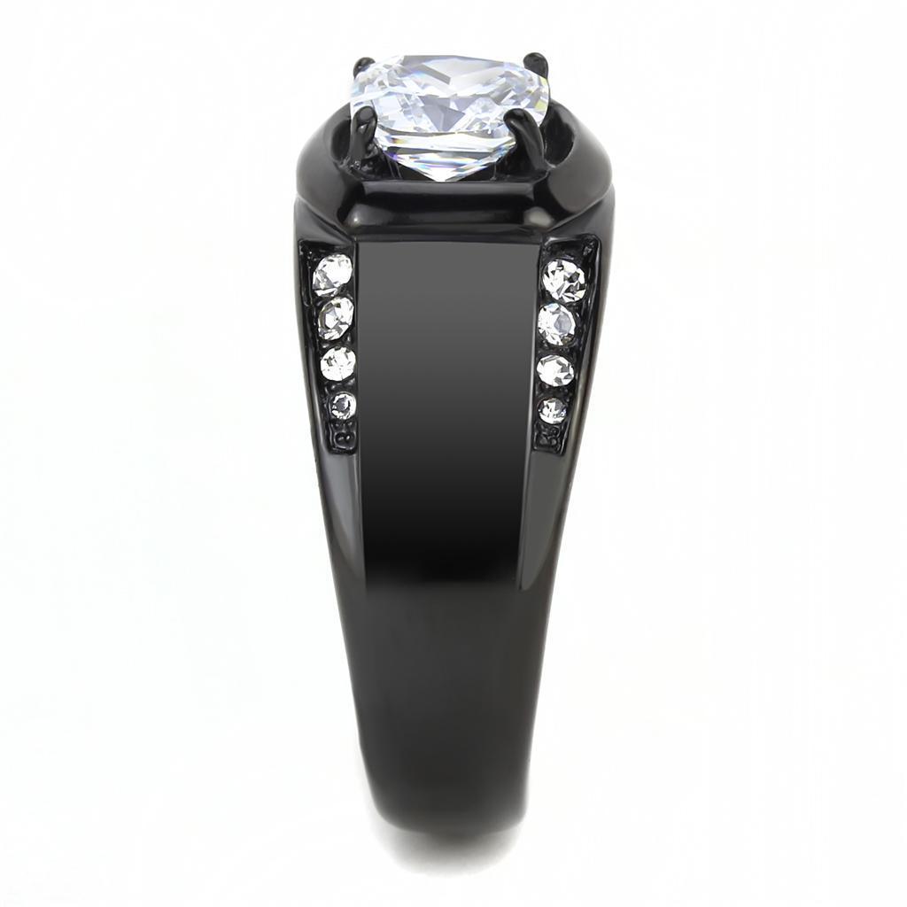 Anillo Color Negro Para Hombres de Acero Inoxidable Corte Princessa Redondo - Jewelry Store by Erik Rayo