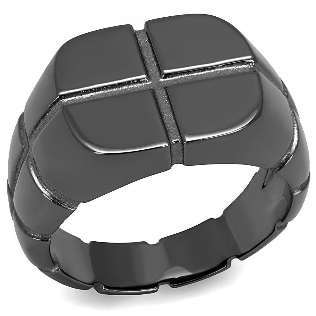 Anillo Color Negro Para Hombres de Acero Inoxidable Cruz Grabada - Jewelry Store by Erik Rayo