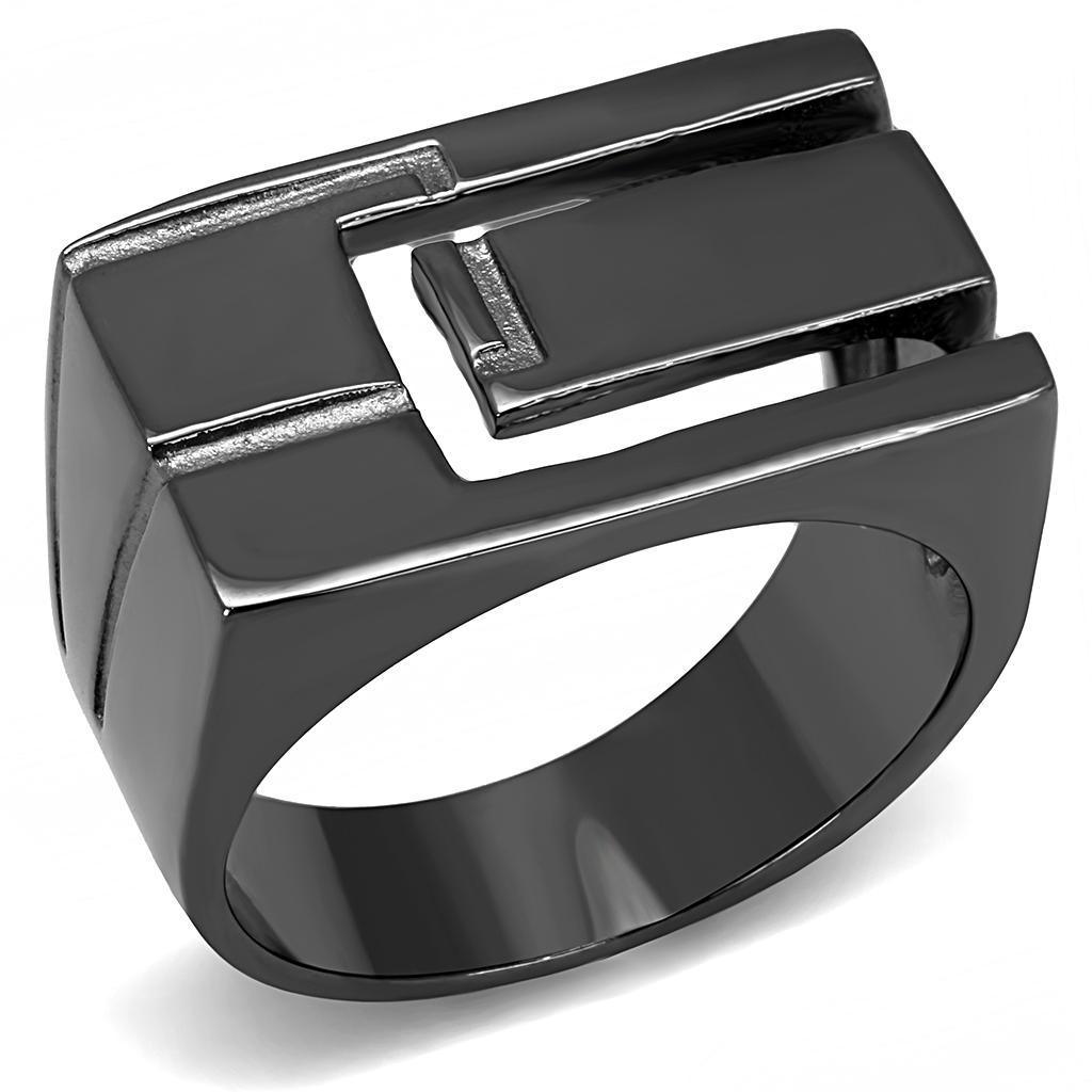 Anillo Color Negro Para Hombres y Ninos de Acero Inoxidable Cuadrado Abierto - Jewelry Store by Erik Rayo