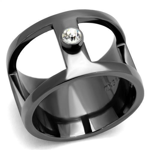 Anillo Color Negro Para Hombres de Acero Inoxidable Cuadrado con Diamante Solitario - Jewelry Store by Erik Rayo