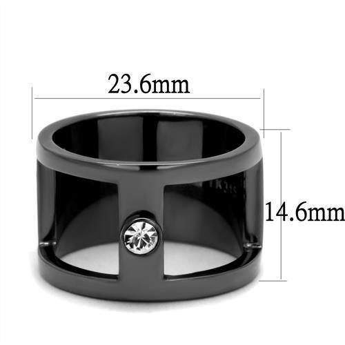 Anillo Color Negro Para Hombres de Acero Inoxidable Cuadrado con Diamante Solitario - Jewelry Store by Erik Rayo