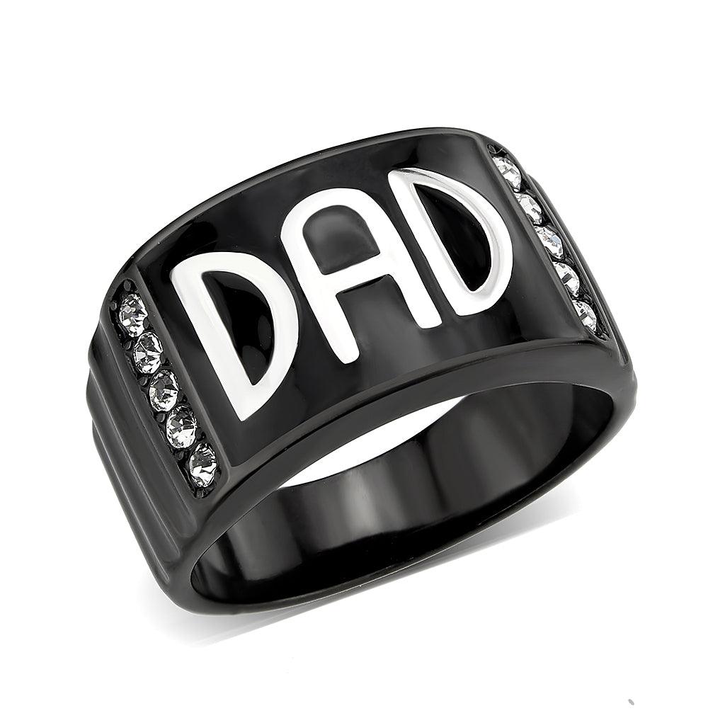 Anillo Color Negro Para Hombres de Acero Inoxidable Letras Dad - Jewelry Store by Erik Rayo