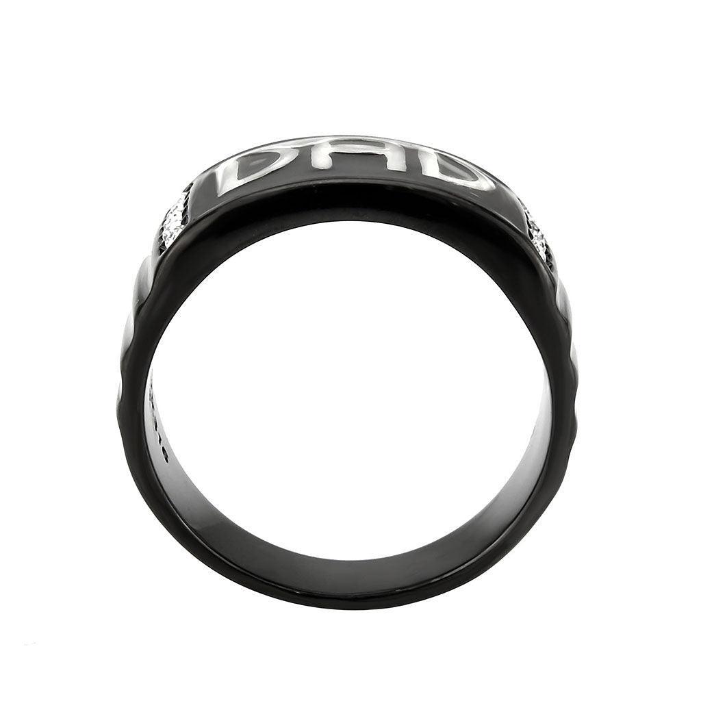 Anillo Color Negro Para Hombres de Acero Inoxidable Letras Dad - Jewelry Store by Erik Rayo