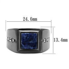 Load image into Gallery viewer, Anillo Color Negro Para Hombres y Ninos de Acero Inoxidable Piedra Azul Arena Montana - Jewelry Store by Erik Rayo
