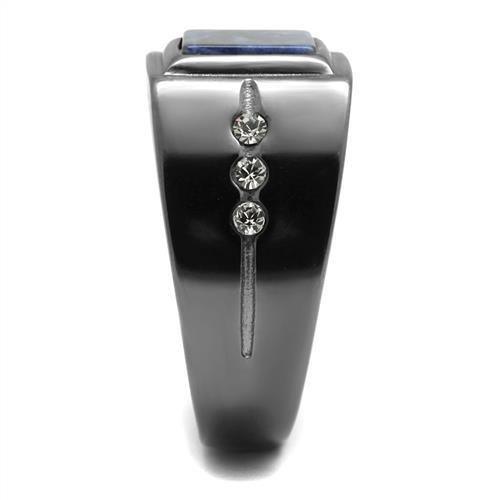 Anillo Color Negro Para Hombres de Acero Inoxidable Piedra Azul Arena Montana - Jewelry Store by Erik Rayo