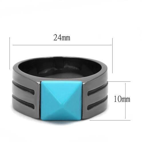 Anillo Color Negro Para Hombres de Acero Inoxidable Piramide Turquesa - Jewelry Store by Erik Rayo