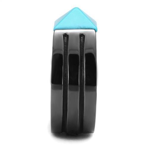 Anillo Color Negro Para Hombres de Acero Inoxidable Piramide Turquesa - Jewelry Store by Erik Rayo