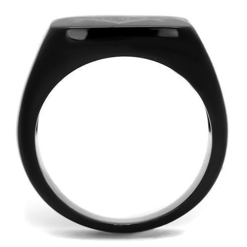 Anillo Color Negro Para Hombres de Acero Inoxidable Sencillo Logo Blanco Masonico - Jewelry Store by Erik Rayo