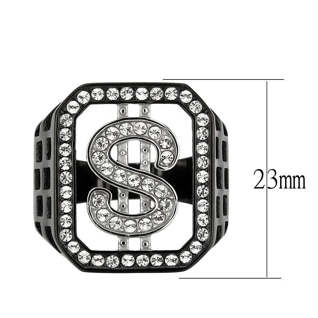Anillo Color Negro Para Hombres de Acero Inoxidable Simbolo de Dinero - Jewelry Store by Erik Rayo