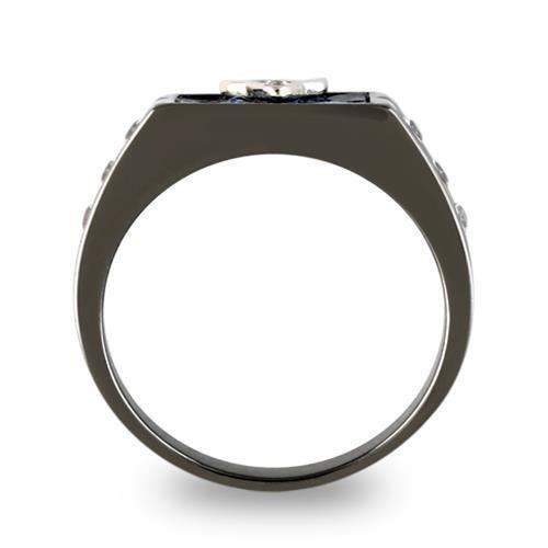 Anillo Color Negro Para Hombres de Acero Inoxidable Simbolo Masonico en Piedra Azul - Jewelry Store by Erik Rayo