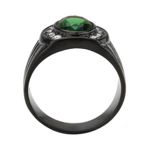 Load image into Gallery viewer, Anillo Color Negro Para Hombres de Acero Inoxidable Verde Esmeralda Ovalado - Jewelry Store by Erik Rayo
