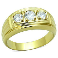 Load image into Gallery viewer, Anillo color oro para hombre cortes redondos de banda de acero inoxidable CZ - Jewelry Store by Erik Rayo
