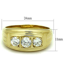 Load image into Gallery viewer, Anillo color oro para hombre cortes redondos de banda de acero inoxidable CZ - Jewelry Store by Erik Rayo
