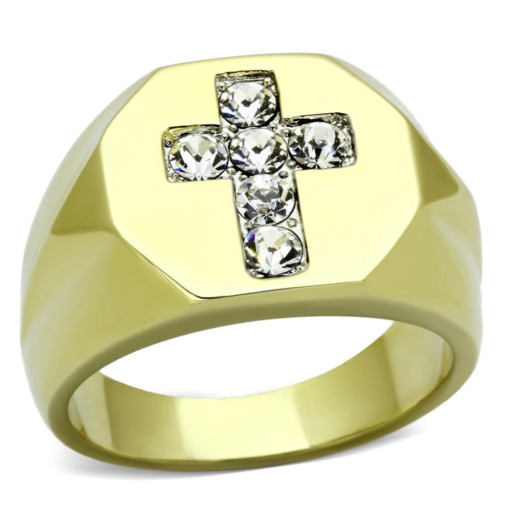 Anillo Color Oro Para Hombres de Acero Inoxidable con Cruz Italia - Jewelry Store by Erik Rayo