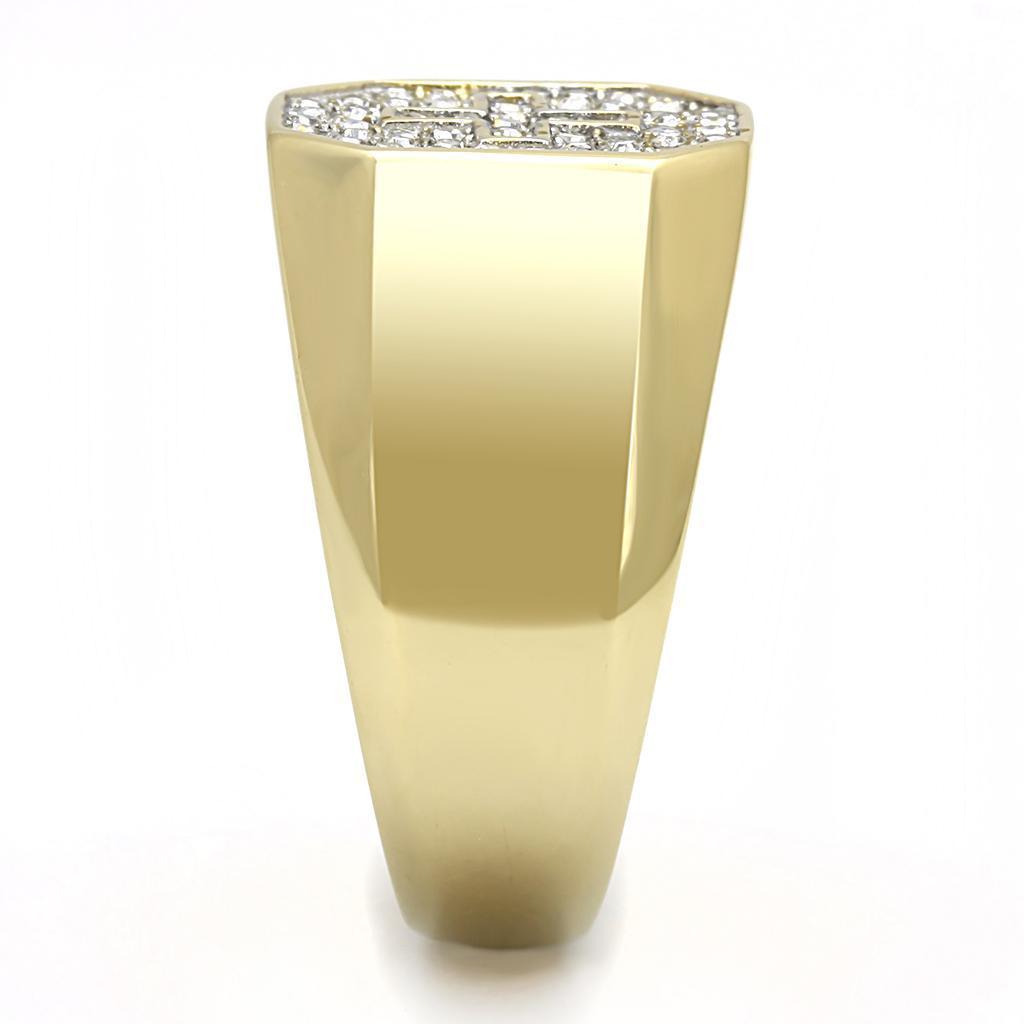 Anillo Color Oro Para Hombres de Acero Inoxidable Cruz Cama de Diamantes - Jewelry Store by Erik Rayo