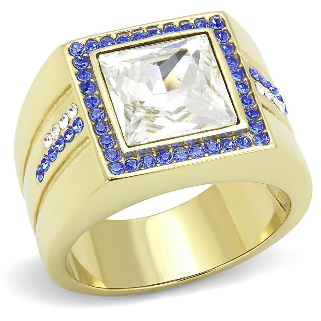 Anillo Color Oro Para Hombres de Acero Inoxidable Diamantes Azules - Jewelry Store by Erik Rayo