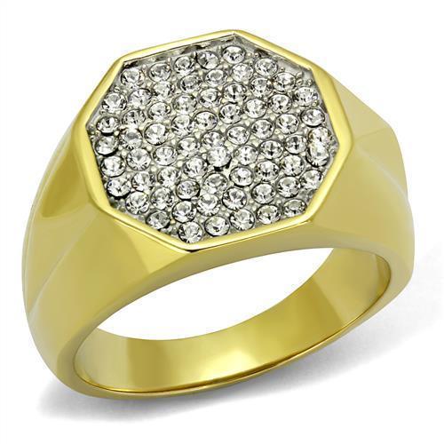 Anillo Color Oro Para Hombres de Acero Inoxidable Diamantes Octagono - Jewelry Store by Erik Rayo