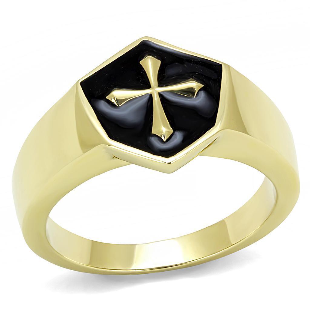 Anillo Color Oro Para Hombres de Acero Inoxidable Escudo de Cruz - Jewelry Store by Erik Rayo