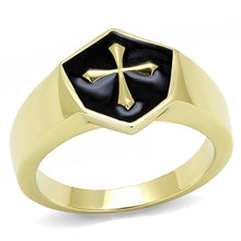 Load image into Gallery viewer, Anillo Color Oro Para Hombres y Ninos de Acero Inoxidable Escudo de Cruz - Jewelry Store by Erik Rayo
