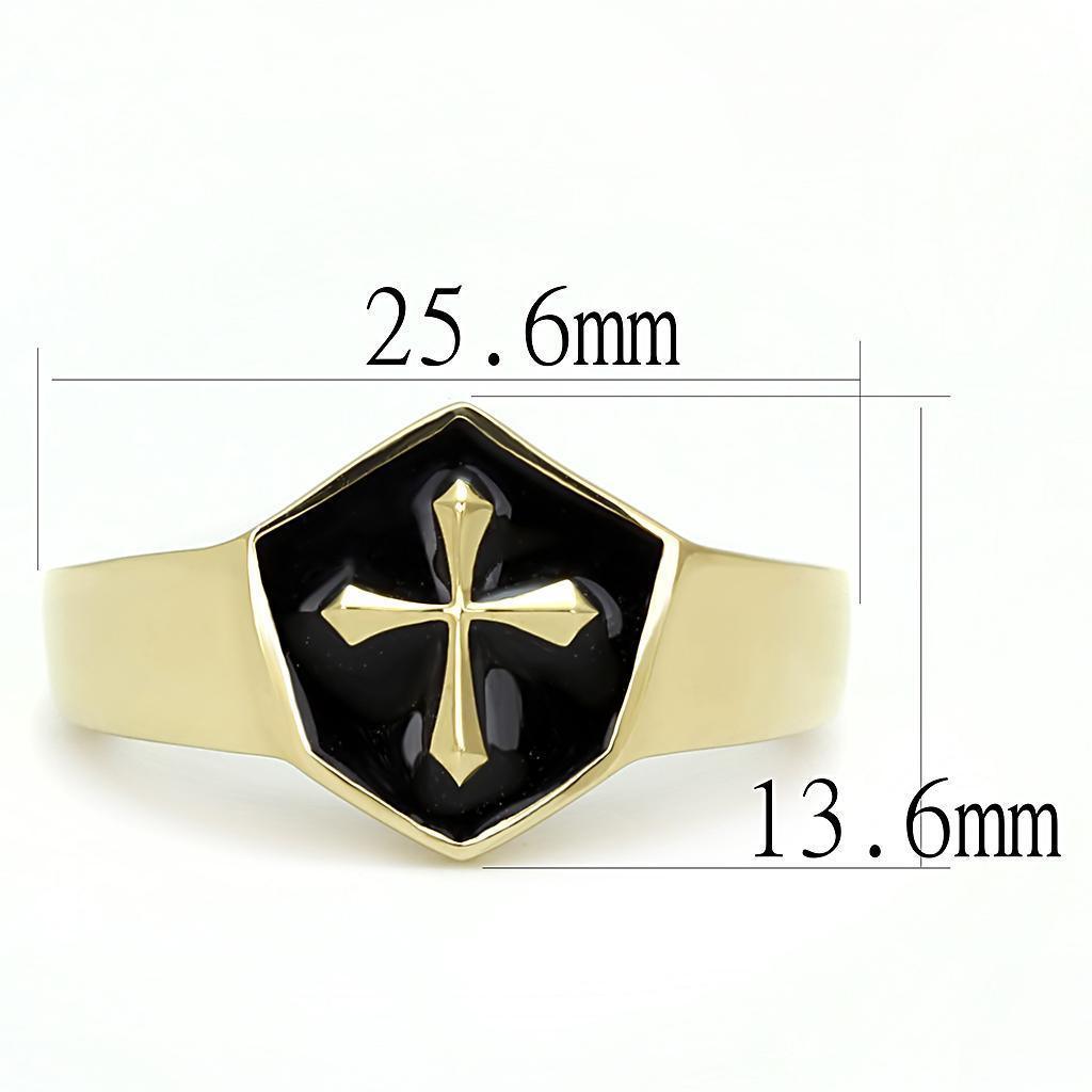 Anillo Color Oro Para Hombres de Acero Inoxidable Escudo de Cruz - Jewelry Store by Erik Rayo