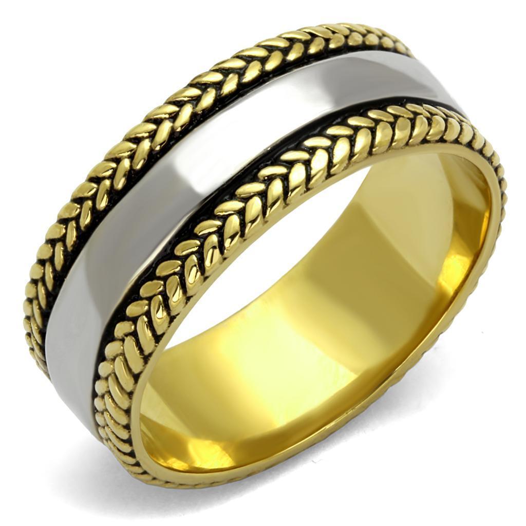 Anillo Color Oro Para Hombres de Acero Inoxidable Estilo Cuerda Torzal - Jewelry Store by Erik Rayo