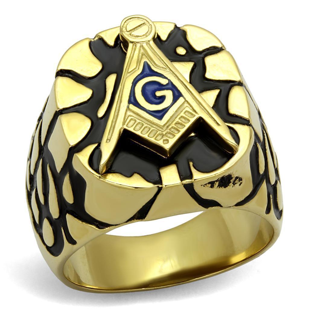 Anillo Color Oro Para Hombres de Acero Inoxidable Estilo Masonico Pepita - Jewelry Store by Erik Rayo
